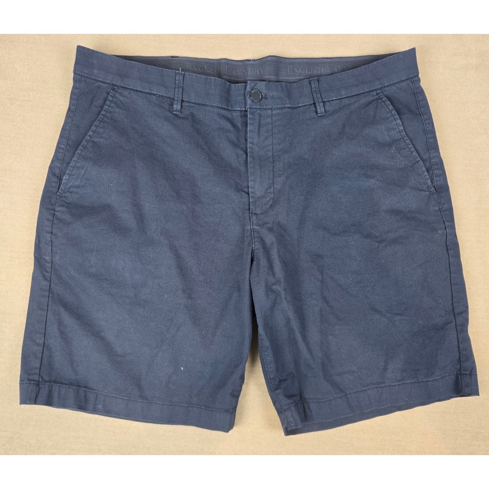 English Laundry Mens Navy Blue Flat Front Chino Shorts 38 1768314-209 Stretch